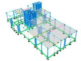 Modelo estructural 3D ETABS nivel 1